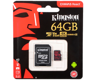 Kingston 64 GB (класс 10, UHS-I, 80 МБ/с, без адаптера)