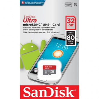 SanDisk 32 Gb (class 10, UHS-I, 80 МБ/с, без адаптера)
