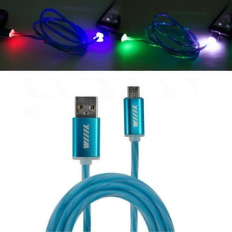 Wiiix Кабель переходник USB-микроUSB LED подсветка, голубой 