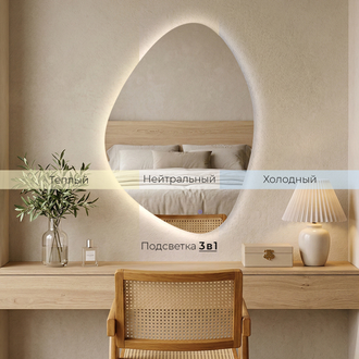 Мансарда с LED- подсветкой сенсорное, капля, 60х85 см  6085-Zm1