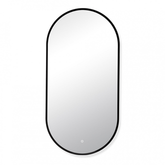 Мансарда с LED- подсветкой сенсорное, овальное с кантом, 50х100 см, черный 10051-Zm2 