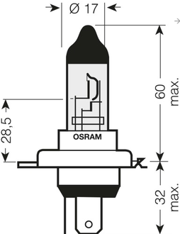 Osram H4 BILUX-12v 60/55w - P43t-38+60% SilverStar (64193SV2)